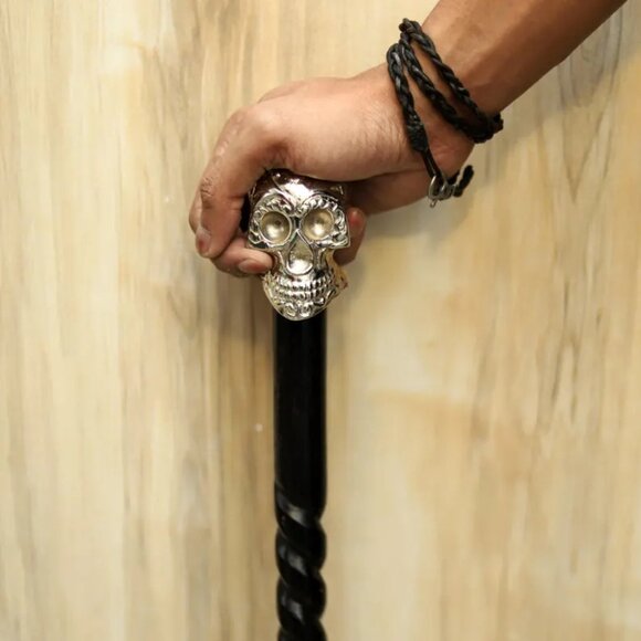 Vintage Solid Brass Walking Stick Handle with Chrome Finish – Timeless Elegance - Picture 3 of 7